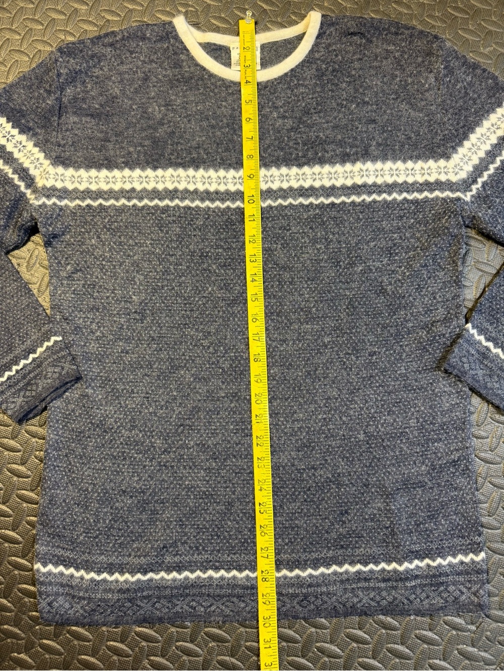 Vintage 80s Partners Nordic Angora Wool Sweater Navy Ivory Size L - Picture 6 of 8
